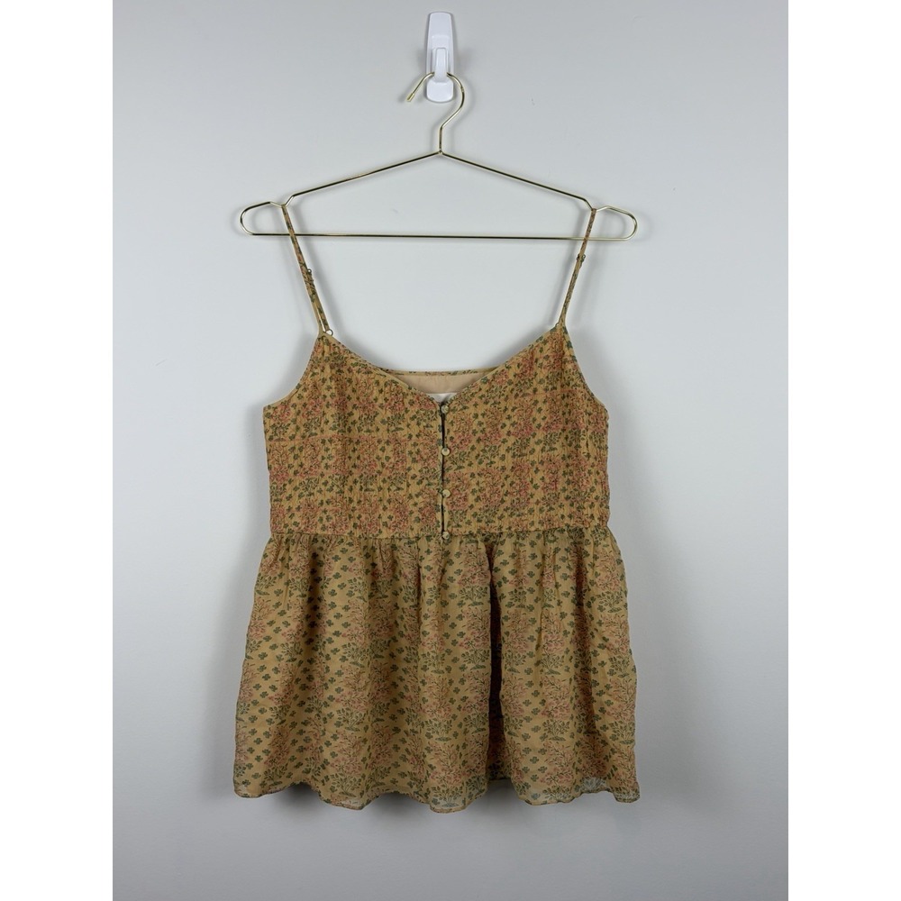 The GREAT Boho Manor Floral Silk Babydoll Camisole Mustard Yellow Size 2 (M)